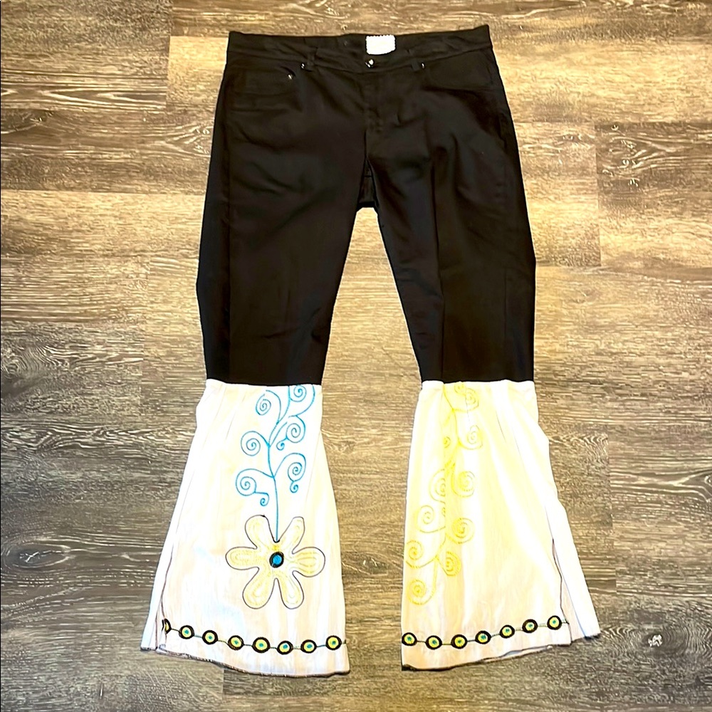 Upcycled  Black and White Flair Jeans